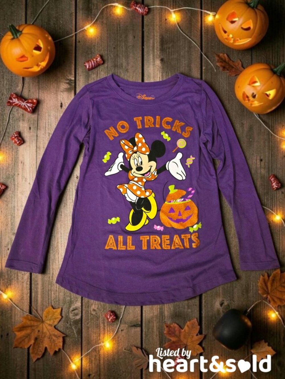 Girls Purple Minnie Mouse Halloween Shirt